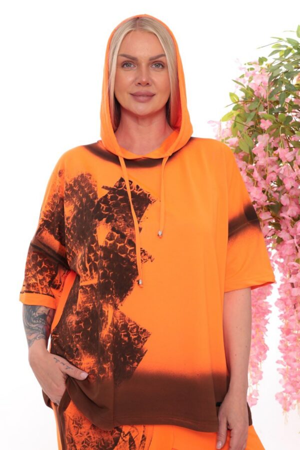 Orange Graphic Tracksuit Set - Premium Wholesale Loungewear Orange Graphic Tracksuit Set - Premium Wholesale Loungewear