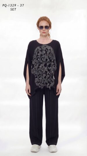 Black Cape Top & Pants Set PQ1329 Black Cape Top & Pants Set PQ1329