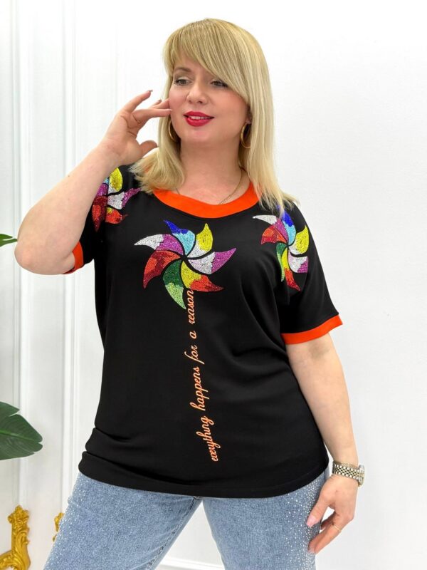Black Colorful Print Blouse for Wholesale - Premium Quality Black Colorful Print Blouse for Wholesale - Premium Quality