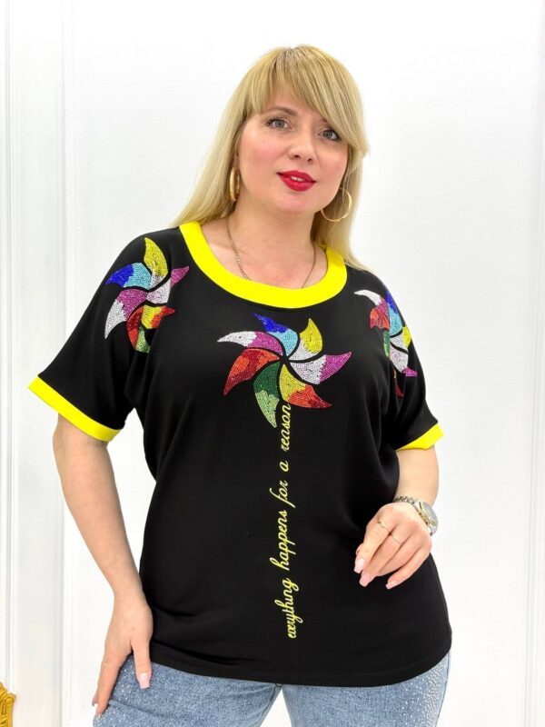 Black Colorful Print Blouse for Wholesale - Premium Quality Black Colorful Print Blouse for Wholesale - Premium Quality