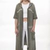 Hooded Cardigan with Contrast Stitching - Wholesale Hooded Cardigan with Contrast Stitching - Wholesale