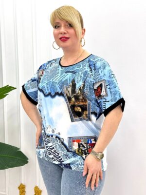 Premium Mixed Print Blouse with Lace Cape Detail
