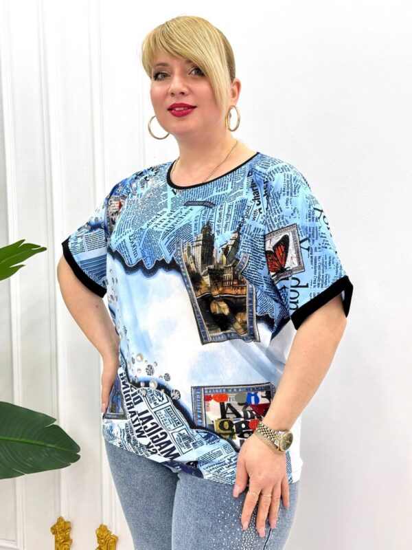 Premium Mixed Print Blouse with Lace Cape Detail Premium Mixed Print Blouse with Lace Cape Detail