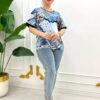 Premium Mixed Print Blouse with Lace Cape Detail Premium Mixed Print Blouse with Lace Cape Detail