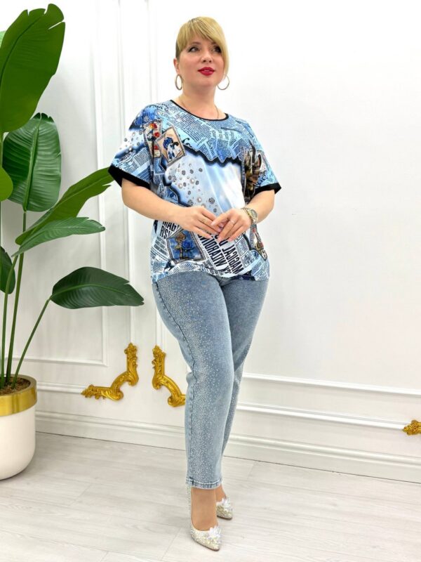 Premium Mixed Print Blouse with Lace Cape Detail Premium Mixed Print Blouse with Lace Cape Detail