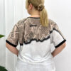 Premium Mixed Print Blouse with Lace Cape Detail Premium Mixed Print Blouse with Lace Cape Detail