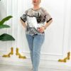 Premium Mixed Print Blouse with Lace Cape Detail Premium Mixed Print Blouse with Lace Cape Detail