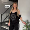 Women's Black Embellished Top & Bottom Set - Premium Wholesale