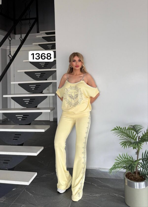 Women's Black Embellished Top & Bottom Set - Premium Wholesale