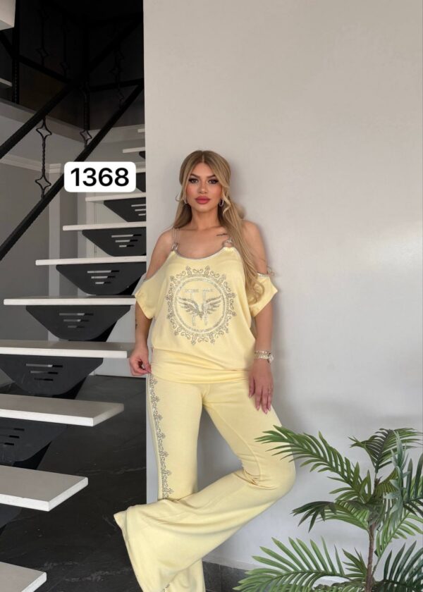 Women's Black Embellished Top & Bottom Set - Premium Wholesale