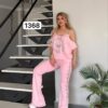 Women's Black Embellished Top & Bottom Set - Premium Wholesale