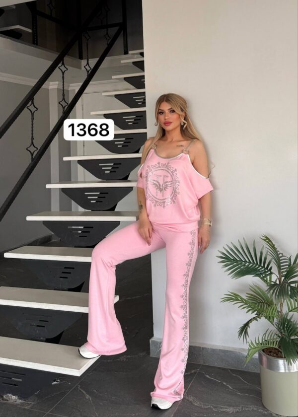 Women's Black Embellished Top & Bottom Set - Premium Wholesale