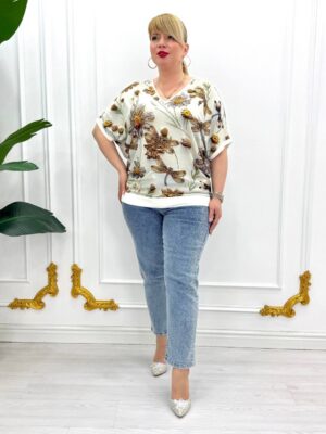Premium Floral Blouse with Dragonfly Print