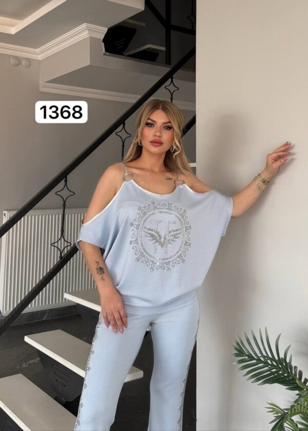 Women's Black Embellished Top & Bottom Set - Premium Wholesale