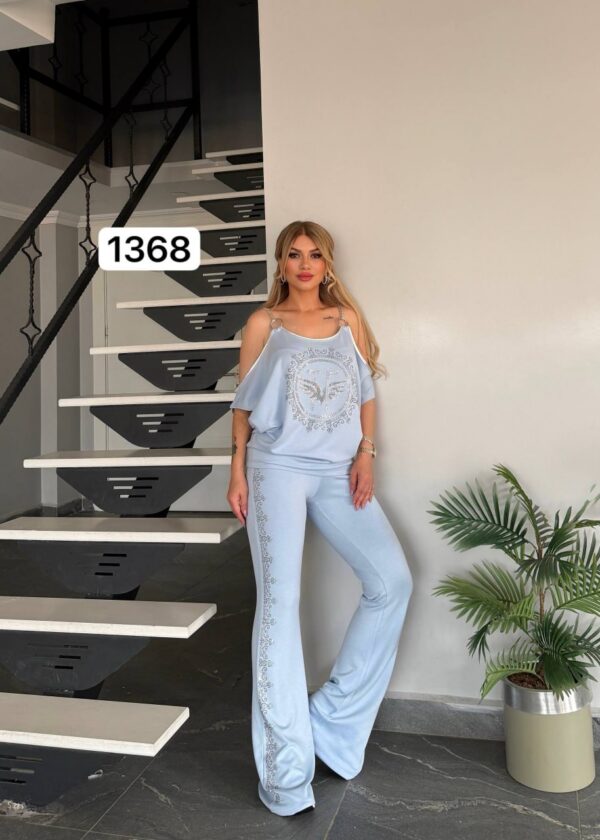 Women's Black Embellished Top & Bottom Set - Premium Wholesale