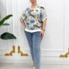 Premium Floral Blouse with Dragonfly Print Premium Floral Blouse with Dragonfly Print