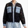 TATU1341 Lace & Denim Hybrid Jacket with Cargo Pockets TATU1341 Lace & Denim Hybrid Jacket with Cargo Pockets