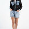 TATU1341 Lace & Denim Hybrid Jacket with Cargo Pockets TATU1341 Lace & Denim Hybrid Jacket with Cargo Pockets