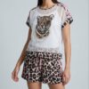 Leopard Print Mesh Top & Leopard Shorts Set Leopard Print Mesh Top & Leopard Shorts Set