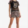Leopard Print Mesh Top & Leopard Shorts Set Leopard Print Mesh Top & Leopard Shorts Set