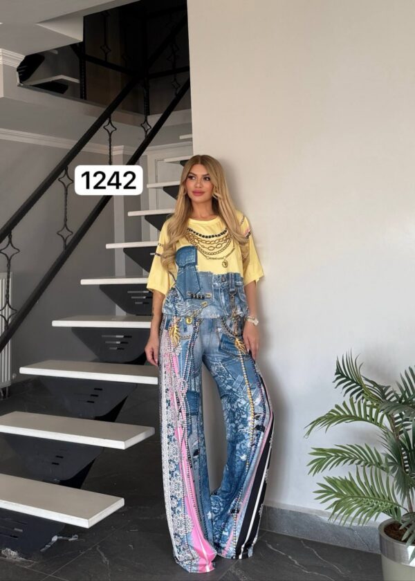 Premium Denim Two-Piece Set with Chain Detail Premium Denim Two-Piece Set with Chain Detail