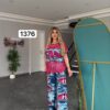 TATU1376 Red & Blue Distressed Two-Piece Set - Wholesale