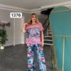 TATU1376 Red & Blue Distressed Two-Piece Set - Wholesale