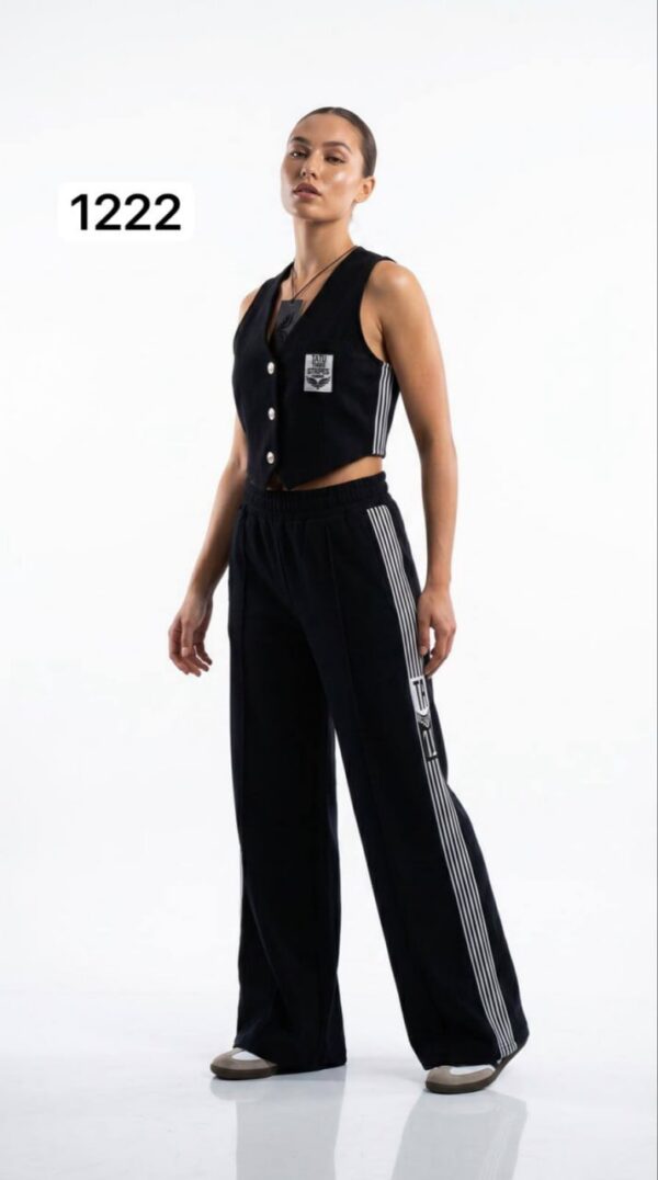 Premium Velvet Crop Vest & Wide-Leg Trousers Set Premium Velvet Crop Vest & Wide-Leg Trousers Set