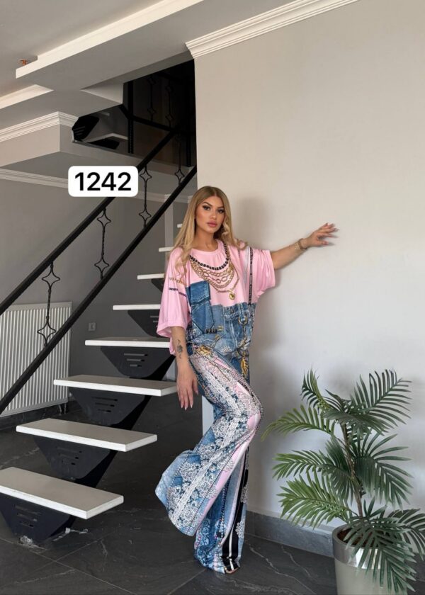 Premium Denim Two-Piece Set with Chain Detail Premium Denim Two-Piece Set with Chain Detail