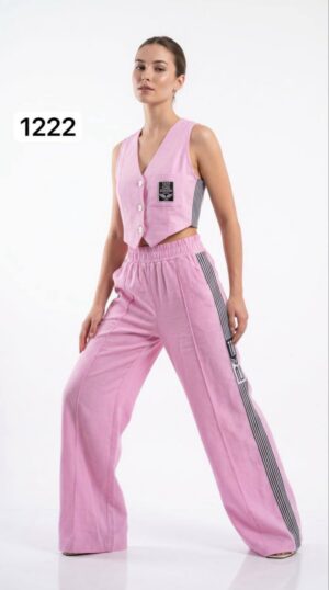 Premium Velvet Crop Vest & Wide-Leg Trousers Set