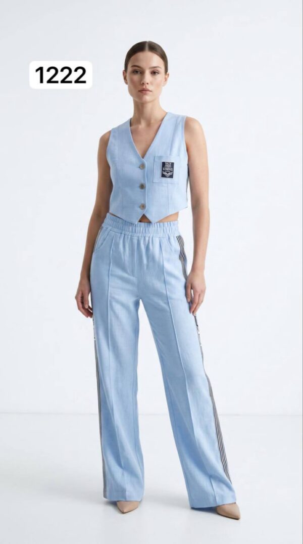Premium Velvet Crop Vest & Wide-Leg Trousers Set Premium Velvet Crop Vest & Wide-Leg Trousers Set