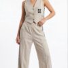 Premium Velvet Crop Vest & Wide-Leg Trousers Set Premium Velvet Crop Vest & Wide-Leg Trousers Set
