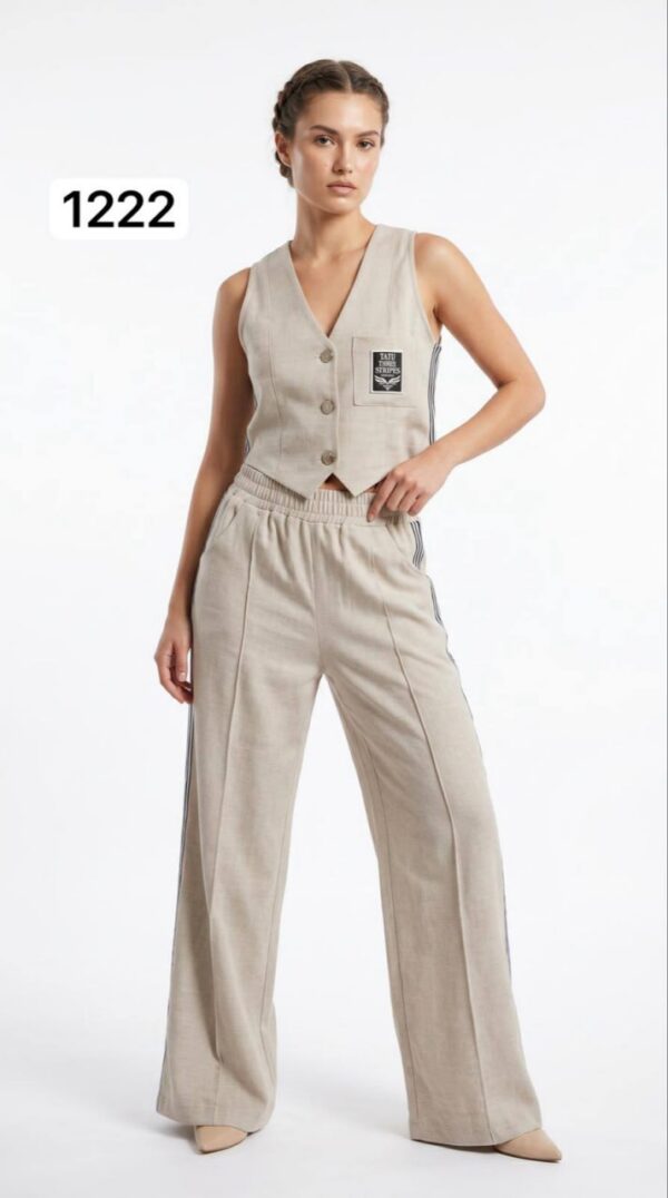Premium Velvet Crop Vest & Wide-Leg Trousers Set Premium Velvet Crop Vest & Wide-Leg Trousers Set