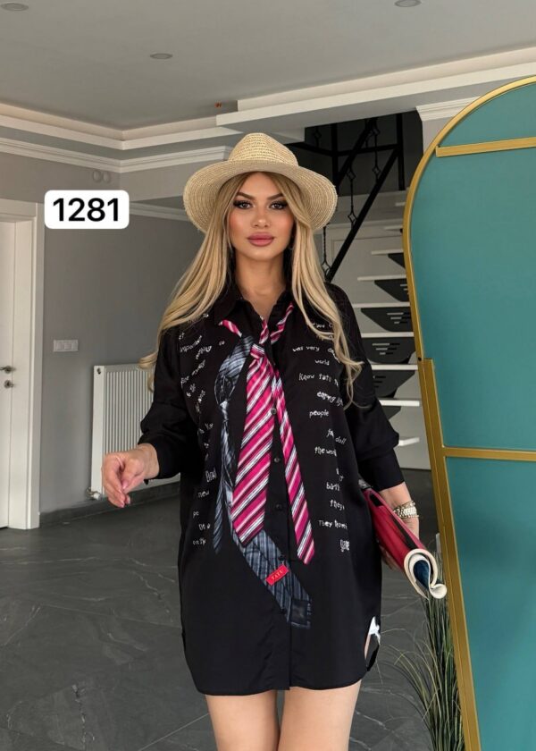 TATU1281 Black Statement Shirt with Graphic Print TATU1281 Black Statement Shirt with Graphic Print