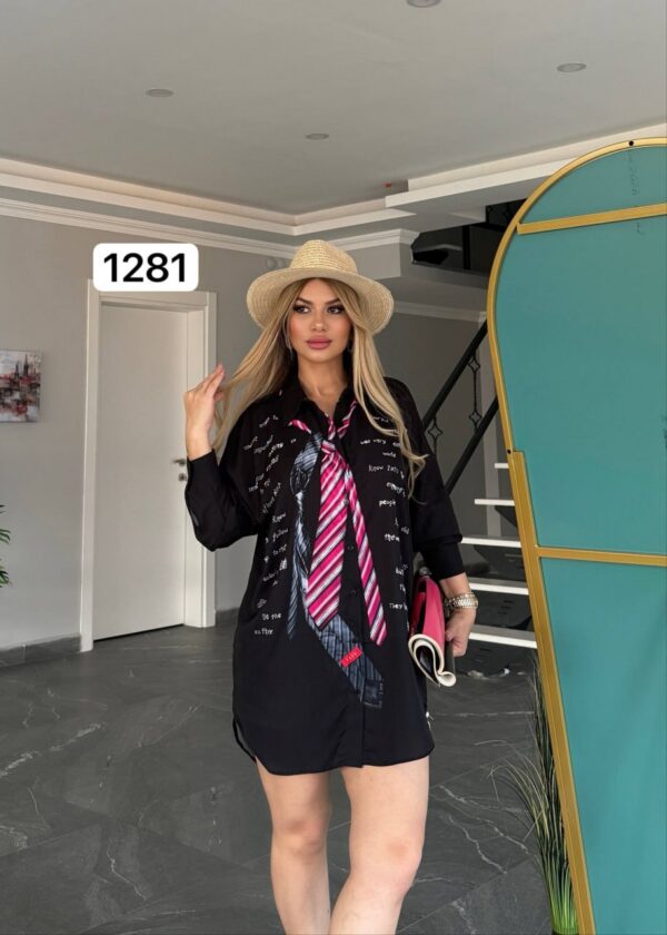 TATU1281 Black Statement Shirt with Graphic Print TATU1281 Black Statement Shirt with Graphic Print