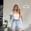 TATU1341 Lace & Denim Hybrid Jacket with Cargo Pockets TATU1341 Lace & Denim Hybrid Jacket with Cargo Pockets
