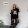 TATU Black Lace T-Shirt & Pants Set