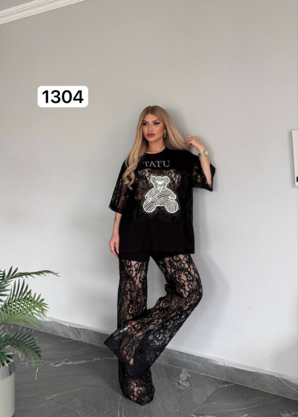 TATU Black Lace T-Shirt & Pants Set
