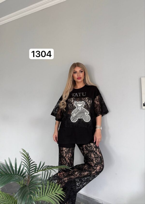 TATU Black Lace T-Shirt & Pants Set