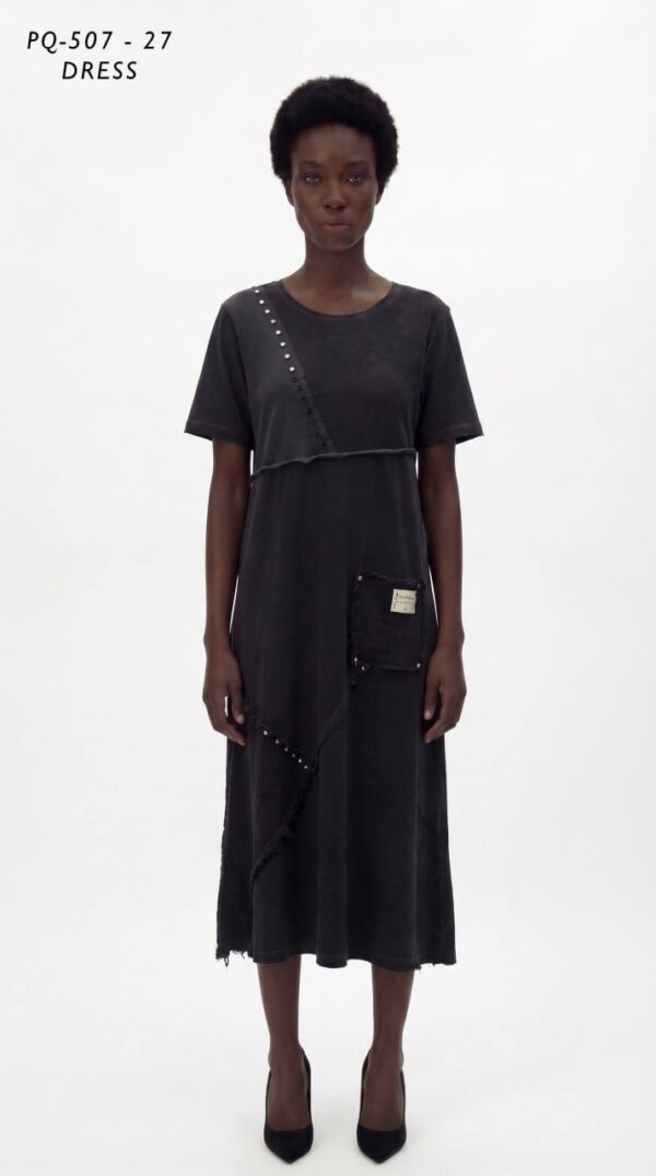 Premium Black T-Shirt Dress with Studded Details Premium Black T-Shirt Dress with Studded Details