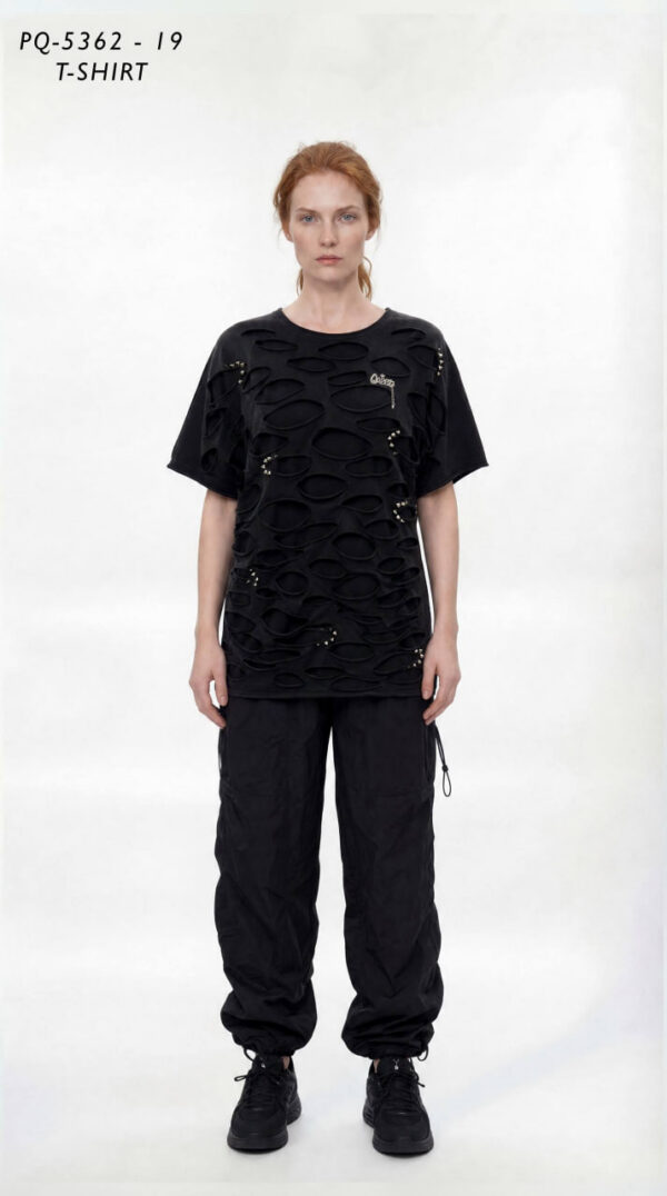 Black Distressed T-Shirt PQ5362 - Wholesale Premium Black Distressed T-Shirt PQ5362 - Wholesale Premium