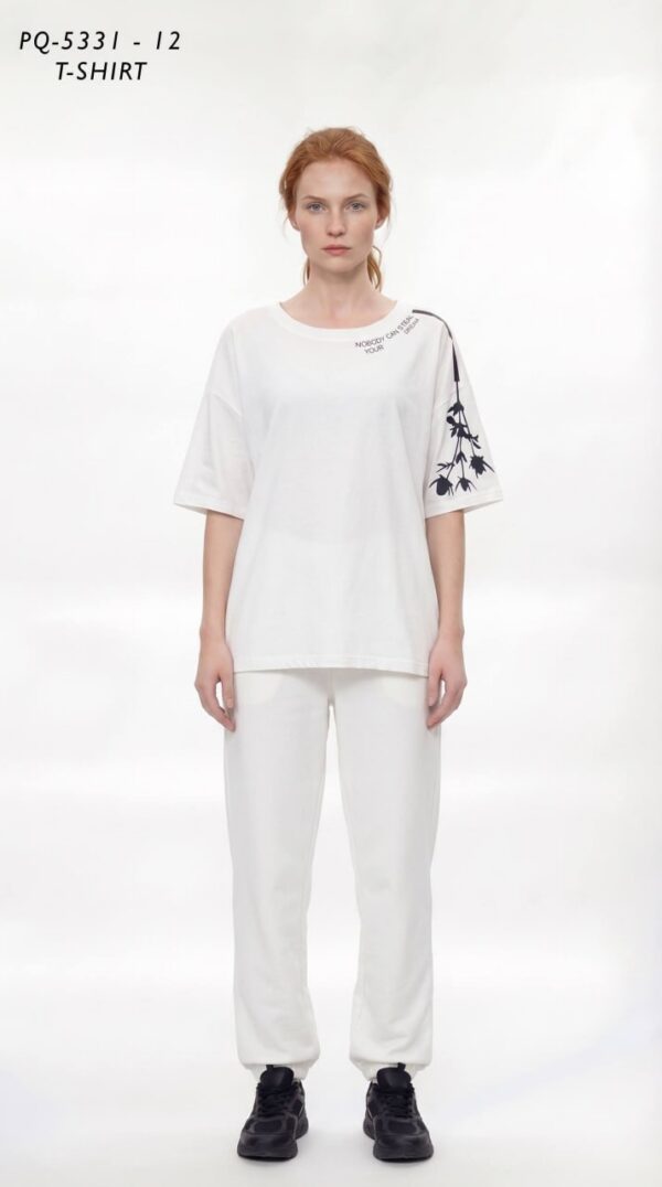 Premium Oversized White T-Shirt with Graphic Sleeve Detail Premium Oversized White T-Shirt with Graphic Sleeve Detail
