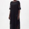 Premium Black T-Shirt Dress with Mesh Sleeves Premium Black T-Shirt Dress with Mesh Sleeves