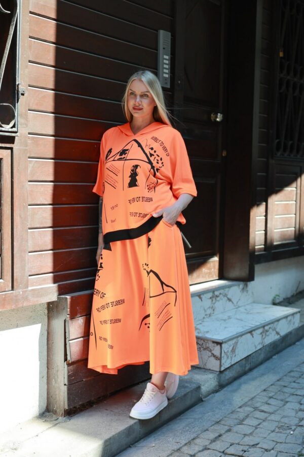 Wholesale Neon Graffiti Print Hoodie & Skirt Set Wholesale Neon Graffiti Print Hoodie & Skirt Set