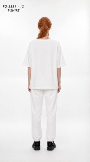 Premium Oversized White T-Shirt with Graphic Sleeve Detail