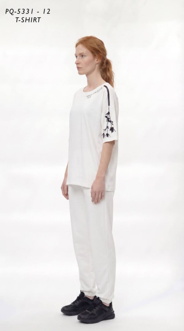 Premium Oversized White T-Shirt with Graphic Sleeve Detail Premium Oversized White T-Shirt with Graphic Sleeve Detail