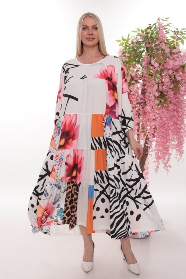 Floral Multi-Pattern Tiered Dress - Wholesale Floral Multi-Pattern Tiered Dress - Wholesale