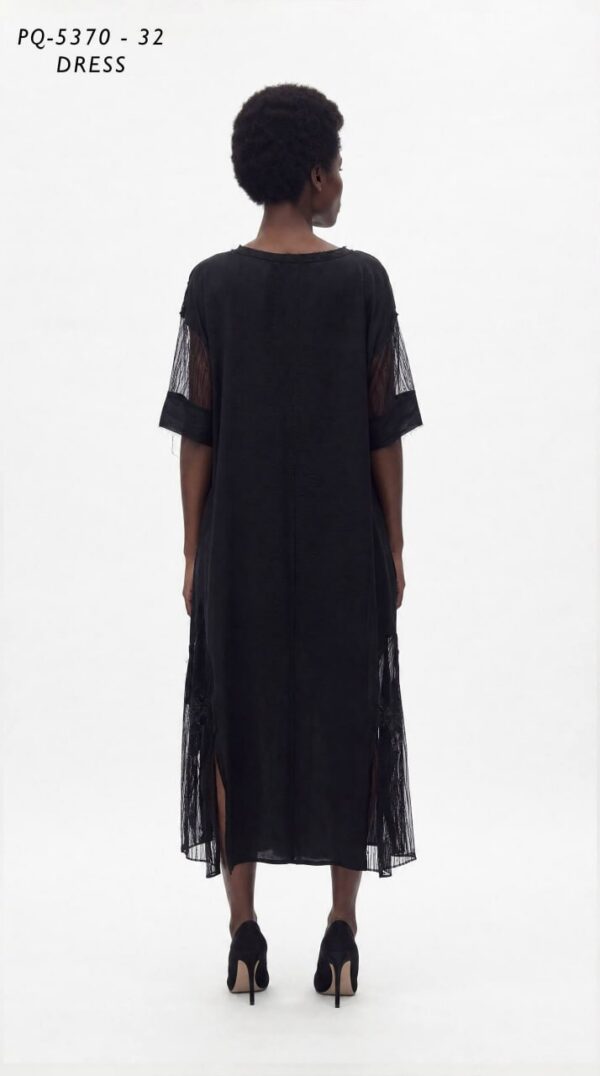 Premium Black T-Shirt Dress with Mesh Sleeves Premium Black T-Shirt Dress with Mesh Sleeves
