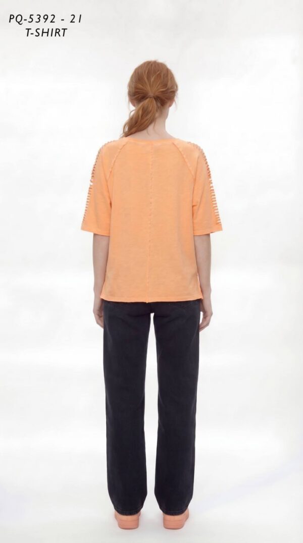 Premium Asymmetric Orange T-Shirt with Decorative Stitching Premium Asymmetric Orange T-Shirt with Decorative Stitching