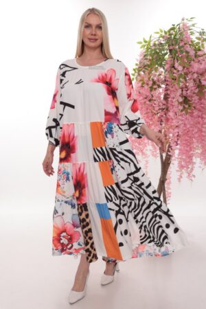 Floral Multi-Pattern Tiered Dress - Wholesale